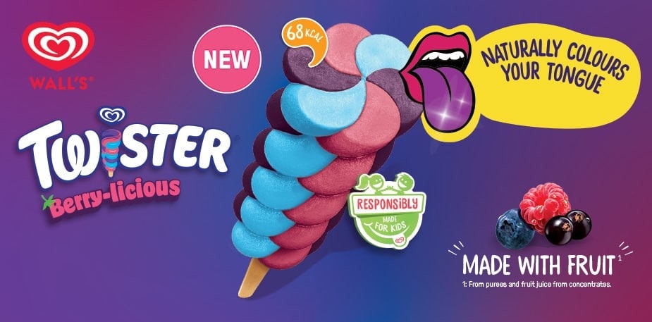 Introducing our first ever naturally Tongue-colouring lolly, The NEW Twister Berrylicious