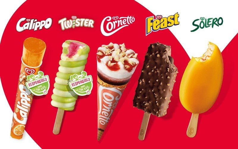 Wall’s Ice Cream Range: Calippo Orange, Twister Pineapple, Cornetto Strawberry, Feast, Solero Exotic