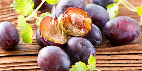 Fresh Plums on the wooden table