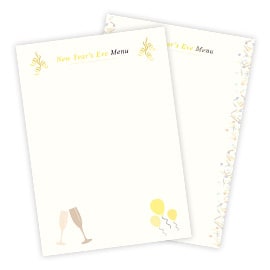 New Year's Eve menu cards New Year's Eve menu cards