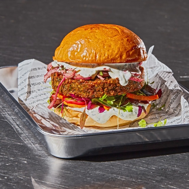 Falafel and Portobello Mushroom Burger