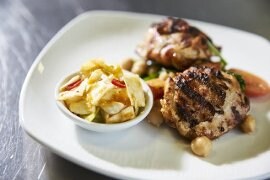 Grilled Piri Piri chicken with sweet potato, chick pea and baby spinach Grilled Piri Piri chicken with sweet potato, chick pea and baby spinach