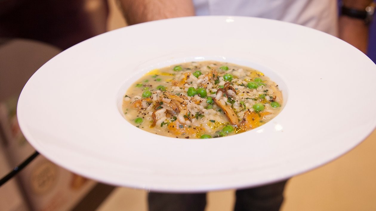 Pea and broad bean risotto