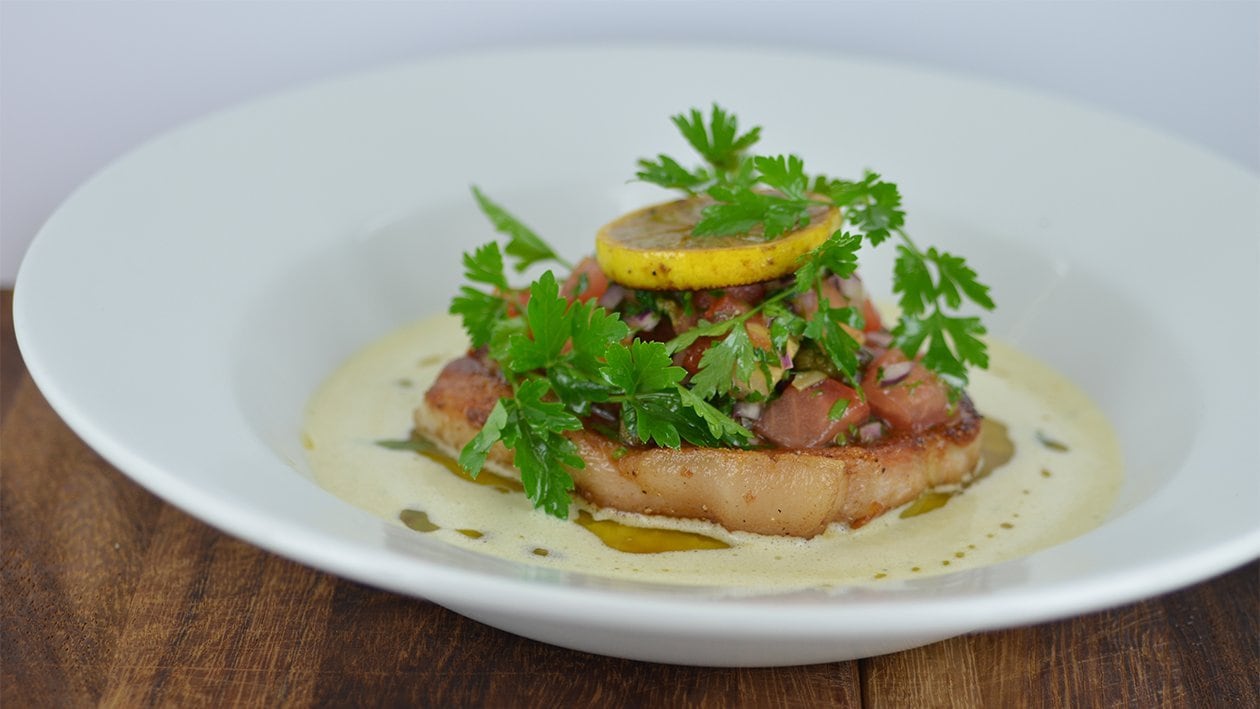 Pork, fennel and tomato salsa