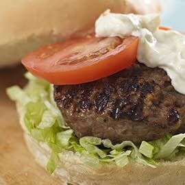 Short rib and steak burger with horseradish Short rib and steak burger with horseradish