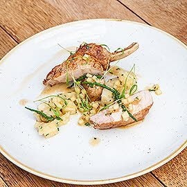 Slow roast pork chop with celeriac and apple by Larry Jayasekara Slow roast pork chop with celeriac and apple by Larry Jayasekara
