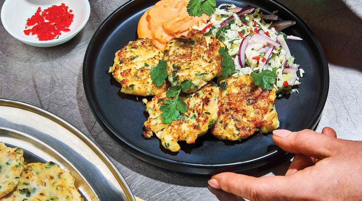 Seafood Pancakes and Gochujang Hollandaise