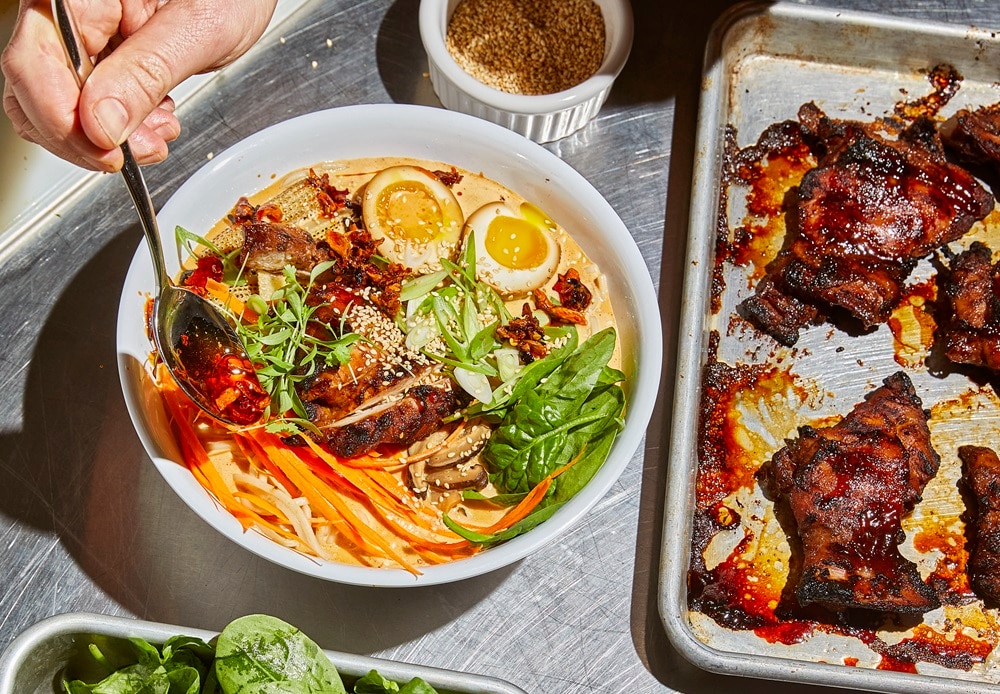 Spicy Red Hot Creamy Ramen w/ Char Siu Chicken